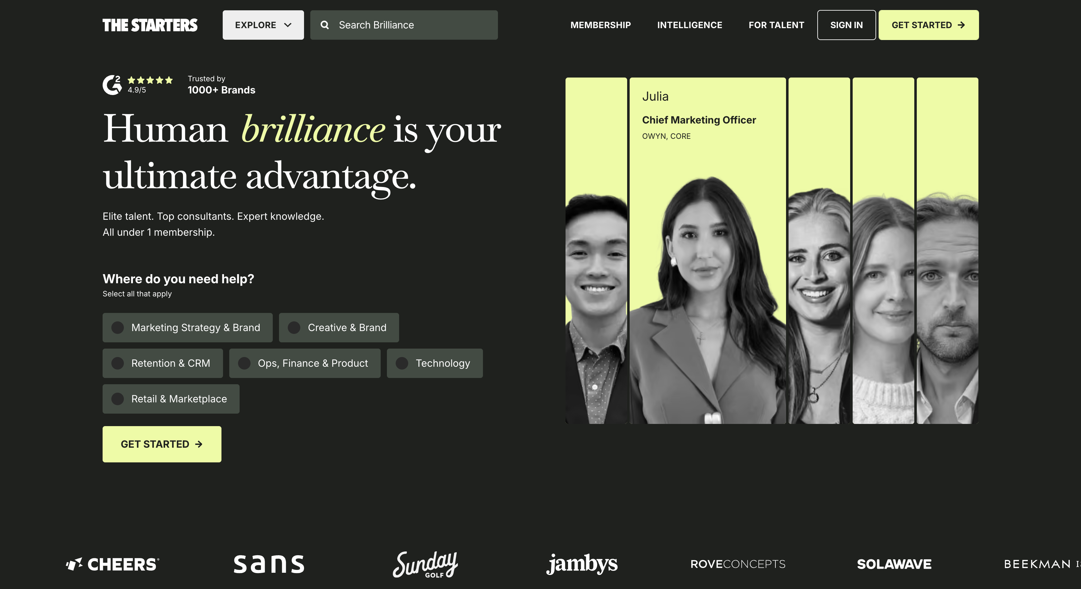 The Starters homepage